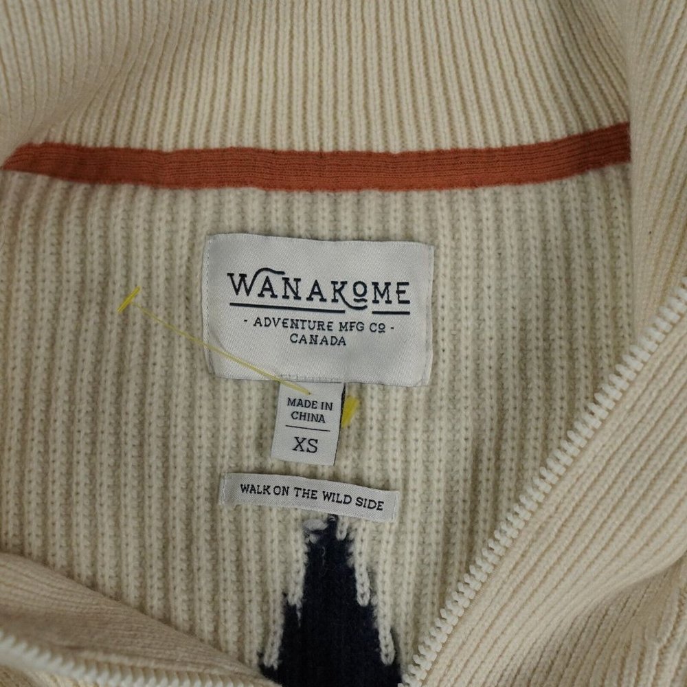 Wanakome Noemie Wool Sweater Women XS‎ Off White Blue Star 1/4 Zip Warm Comfy - Picture 10 of 12
